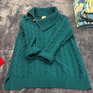 Teal Cable Knit Women's Sweater Tunic